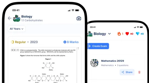 Exam-style questions in the SimpleStudy app